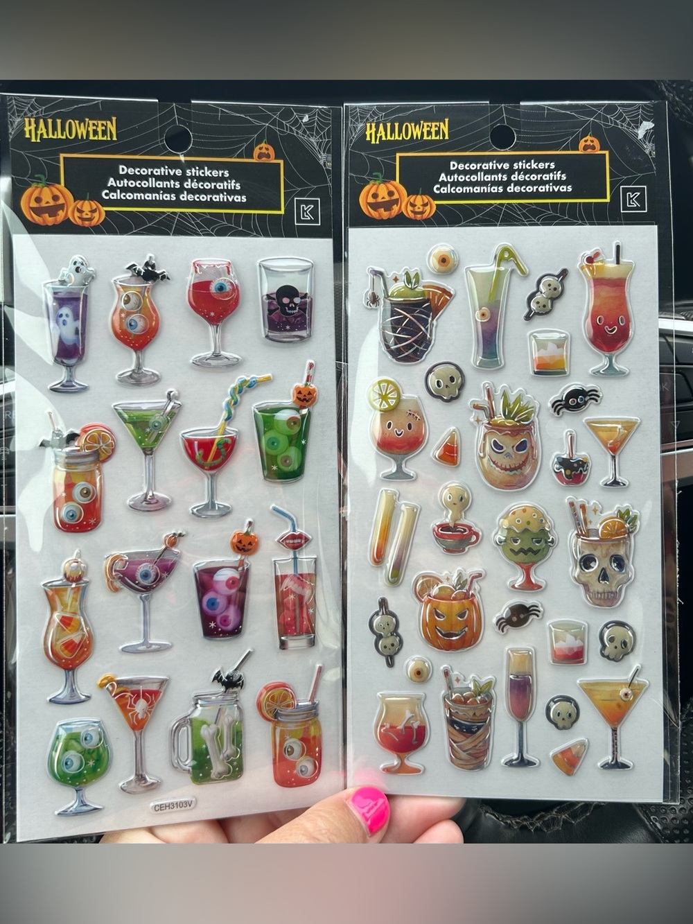Halloween Decorative Cocktail Stickers - Assorted Colors NEW